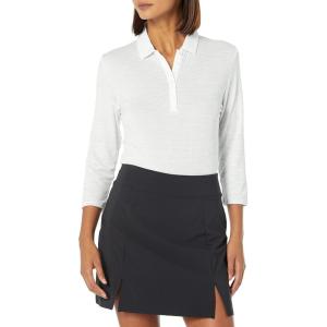 imageCallaway Womens 34 Sleeve Space Dye Golf Polo Stretch Seams MoistureWicking Sun Protection Textured Recycled FabricBrilliant White