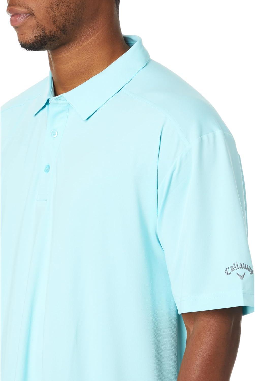 imageCallaway Mens Micro Hex Golf Performance Polo Shirt with Sun Protection Solid Stretch FabricAntigua Sand
