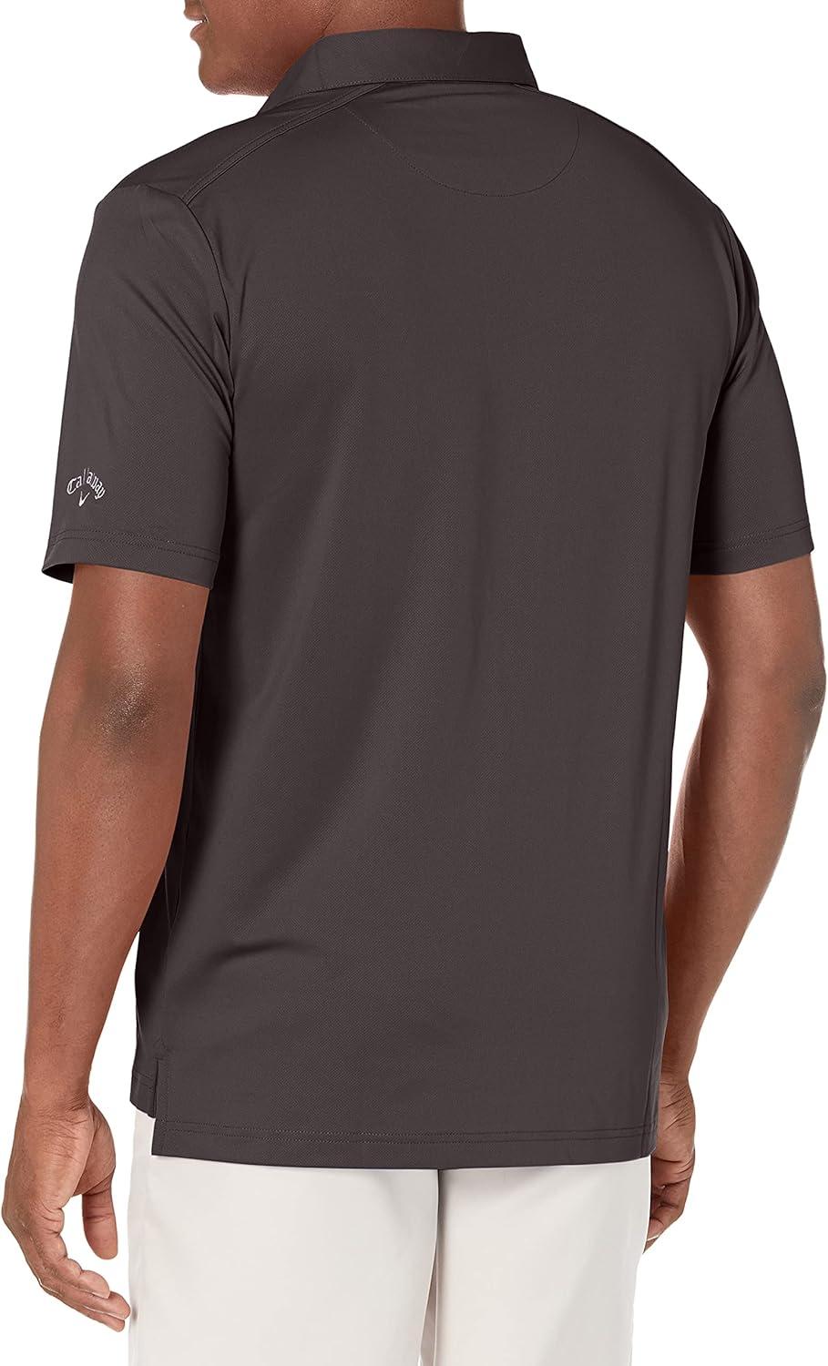 imageCallaway Mens Micro Hex Golf Performance Polo Shirt with Sun Protection Solid Stretch FabricAsphalt
