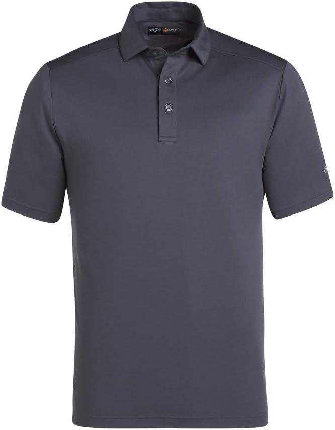 imageCallaway Mens Micro Hex Golf Performance Polo Shirt with Sun Protection Solid Stretch FabricAsphalt
