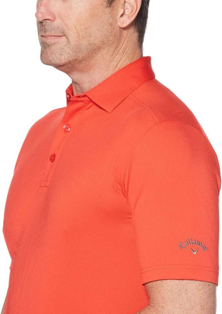 imageCallaway Mens Micro Hex Golf Performance Polo Shirt with Sun Protection Solid Stretch FabricBittersweet