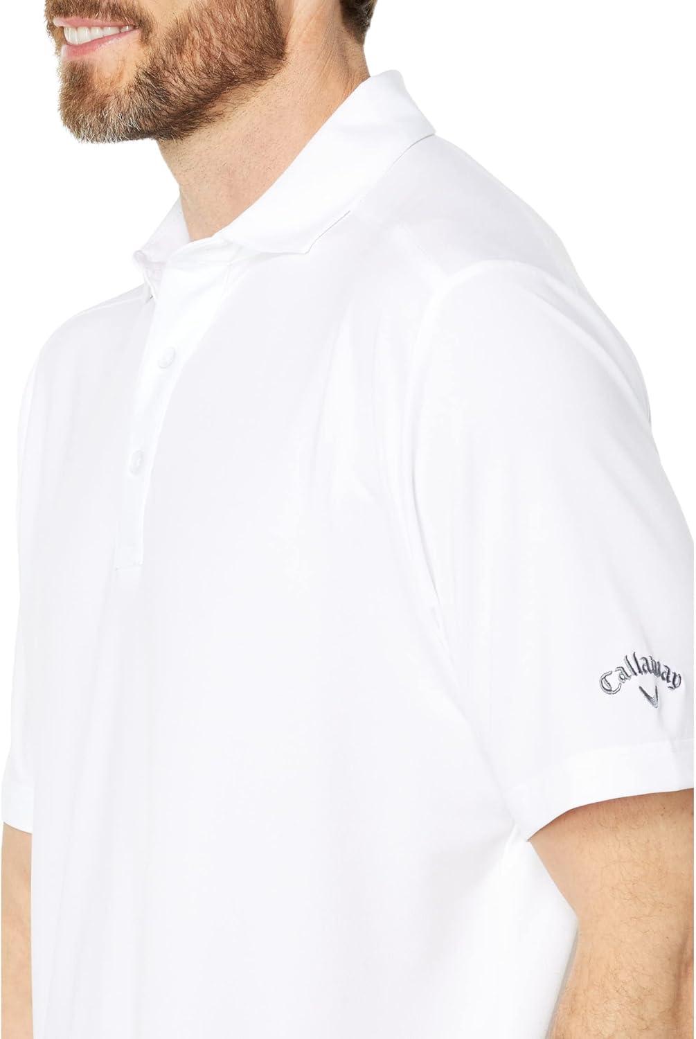 imageCallaway Mens Micro Hex Golf Performance Polo Shirt with Sun Protection Solid Stretch FabricBright White
