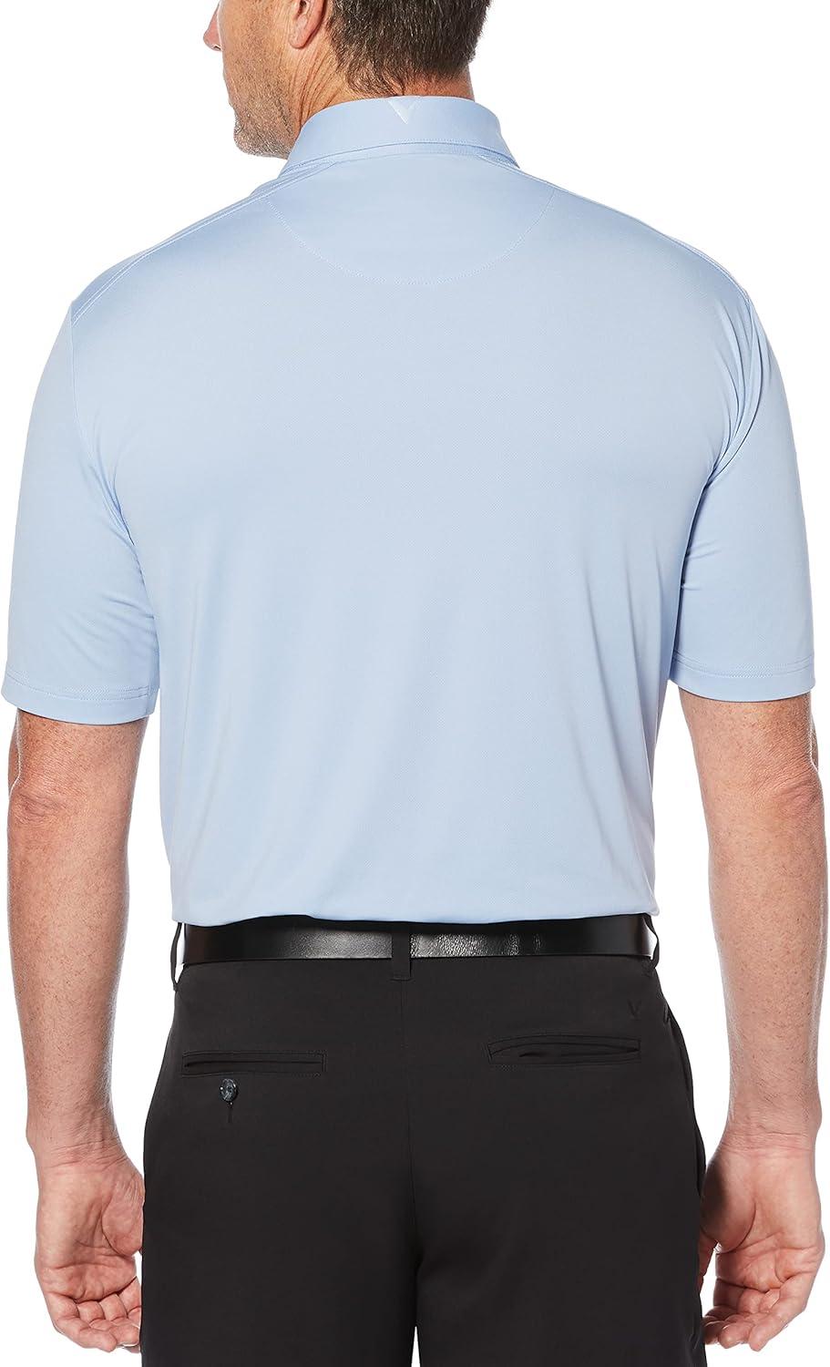 imageCallaway Mens Micro Hex Golf Performance Polo Shirt with Sun Protection Solid Stretch FabricBrunnera Blue