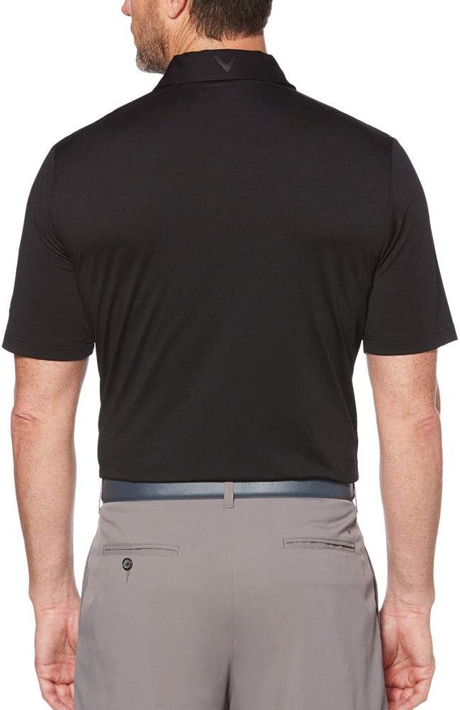 imageCallaway Mens Micro Hex Golf Performance Polo Shirt with Sun Protection Solid Stretch FabricCaviar