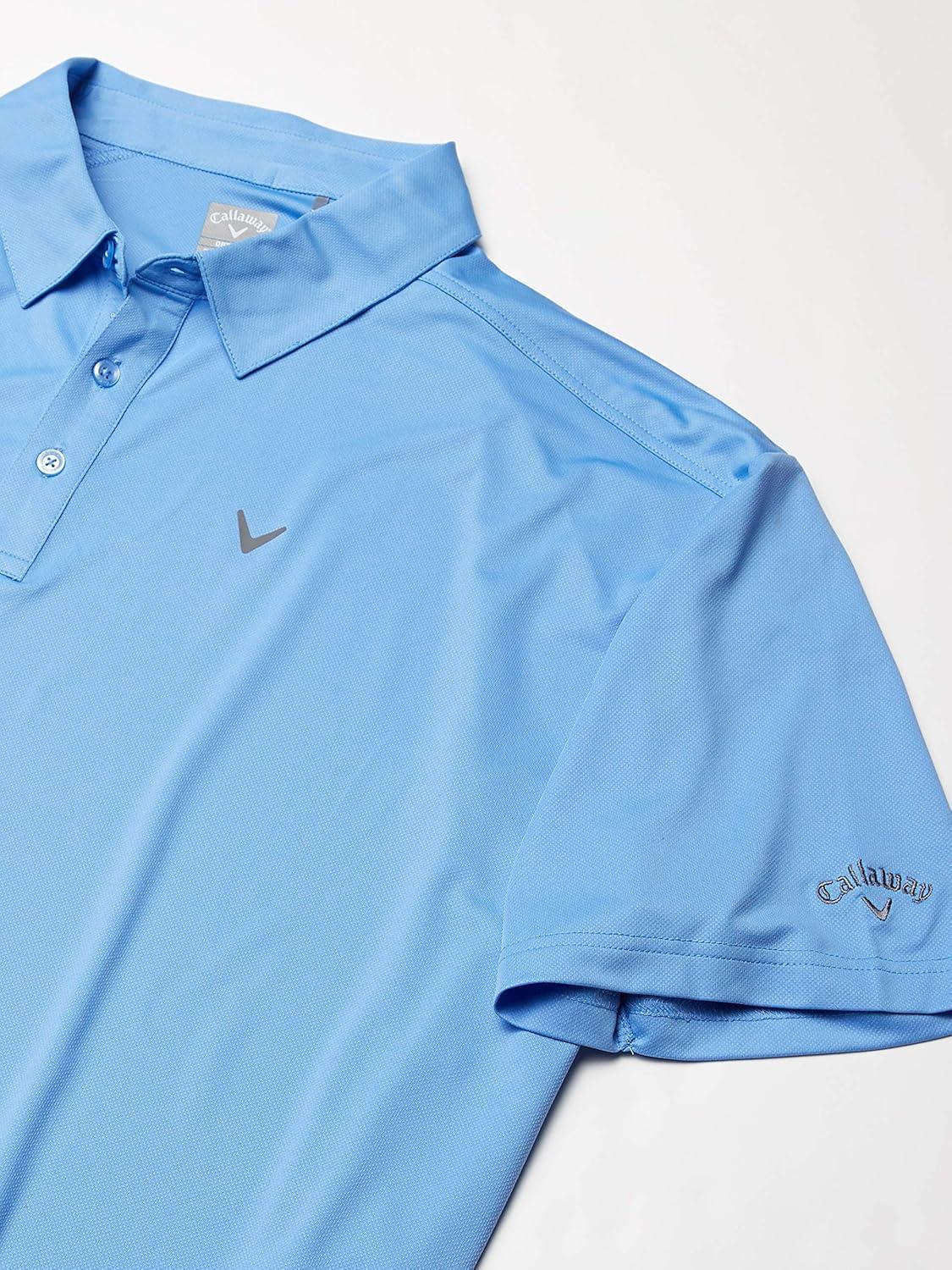 imageCallaway Mens Micro Hex Golf Performance Polo Shirt with Sun Protection Solid Stretch FabricCornflower Blue