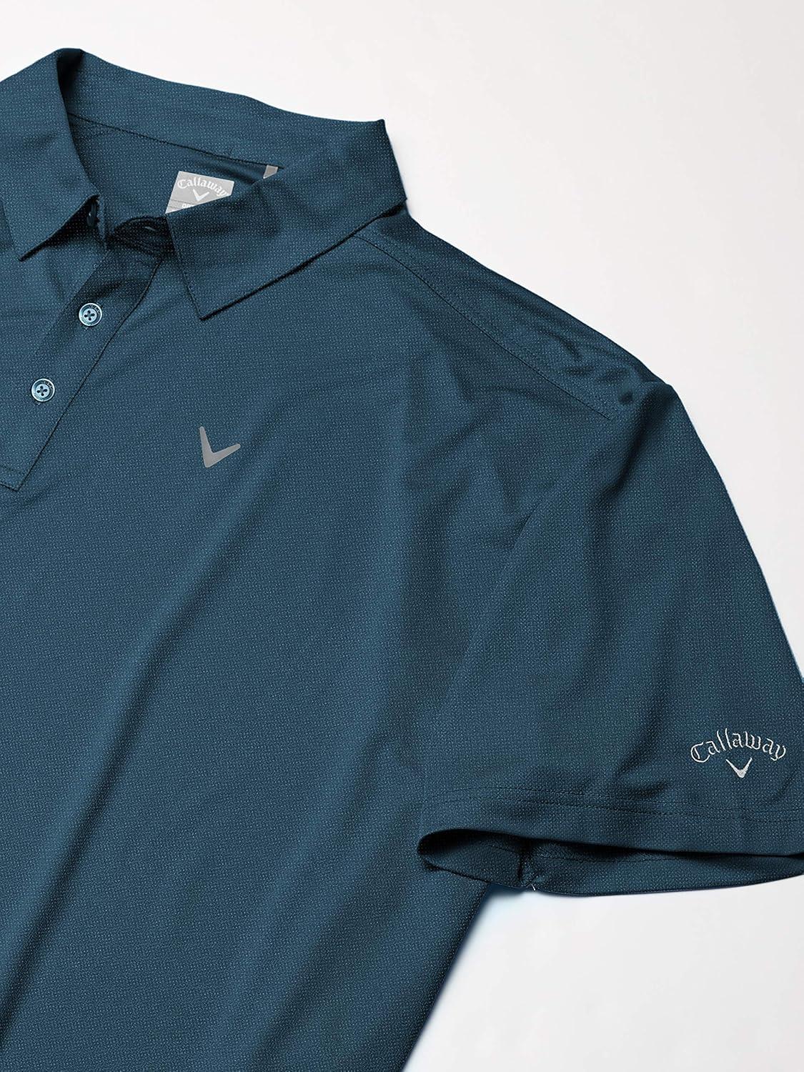 imageCallaway Mens Micro Hex Golf Performance Polo Shirt with Sun Protection Solid Stretch FabricDeep Dive