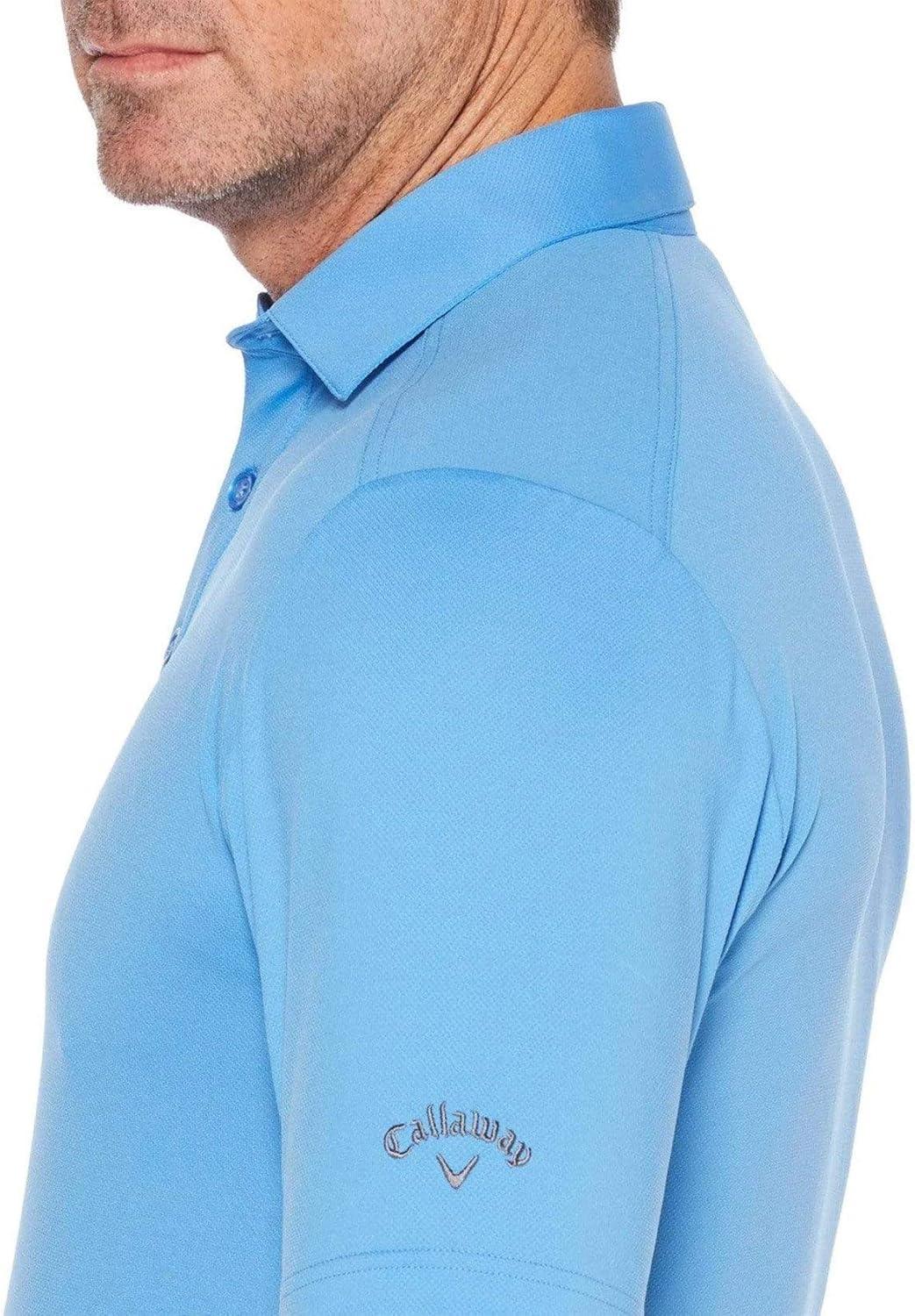 imageCallaway Mens Micro Hex Golf Performance Polo Shirt with Sun Protection Solid Stretch FabricIrish Green