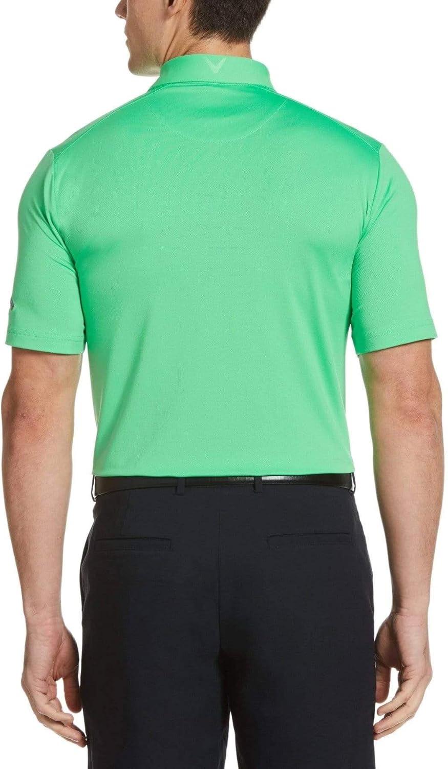 imageCallaway Mens Micro Hex Golf Performance Polo Shirt with Sun Protection Solid Stretch FabricIrish Green