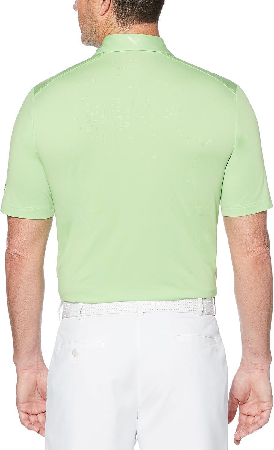 imageCallaway Mens Micro Hex Golf Performance Polo Shirt with Sun Protection Solid Stretch FabricJade Lime