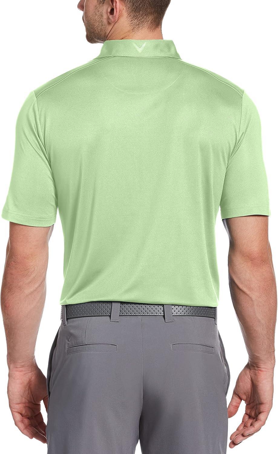 imageCallaway Mens Micro Hex Golf Performance Polo Shirt with Sun Protection Solid Stretch FabricJasmine Green