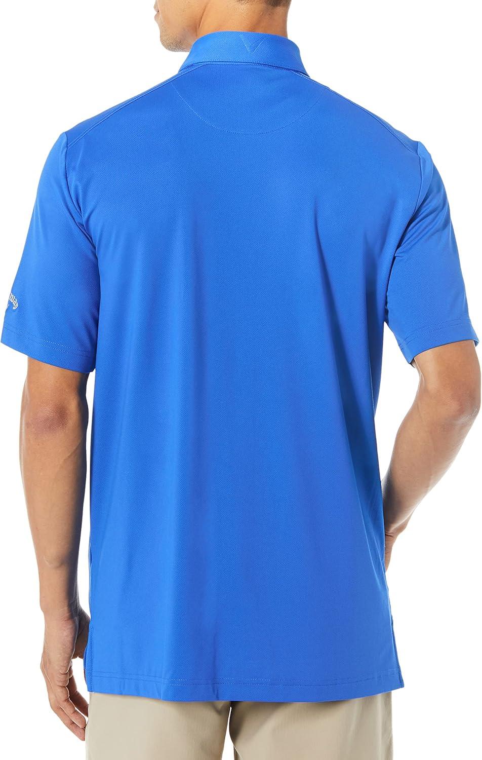imageCallaway Mens Micro Hex Golf Performance Polo Shirt with Sun Protection Solid Stretch FabricMagnetic Blue