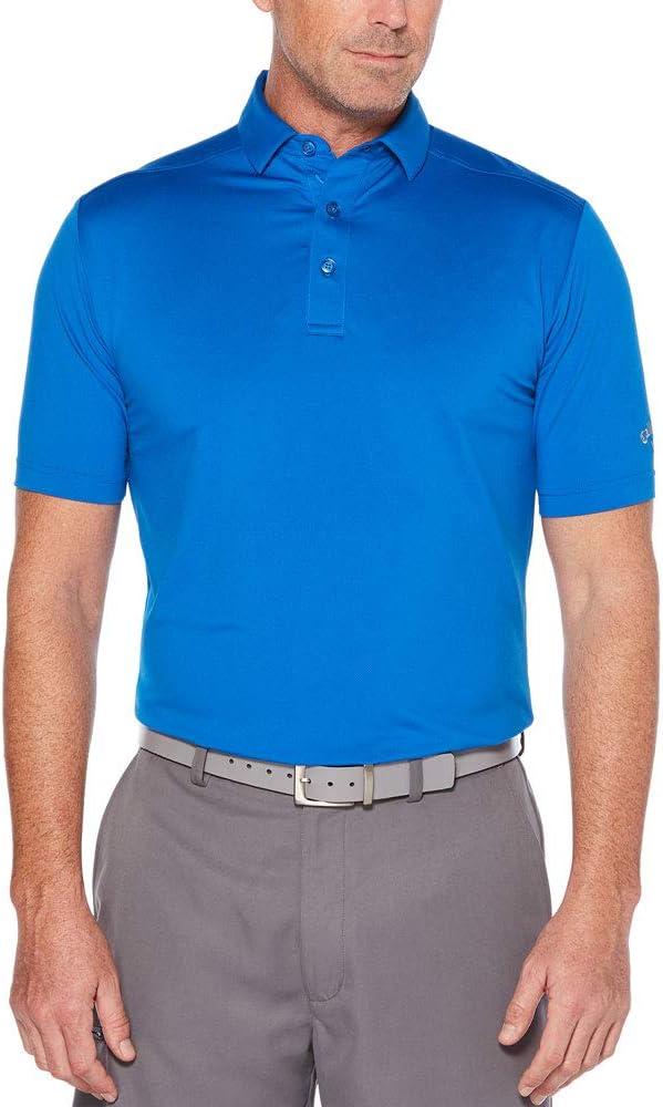 imageCallaway Mens Micro Hex Golf Performance Polo Shirt with Sun Protection Solid Stretch FabricMagnetic Blue