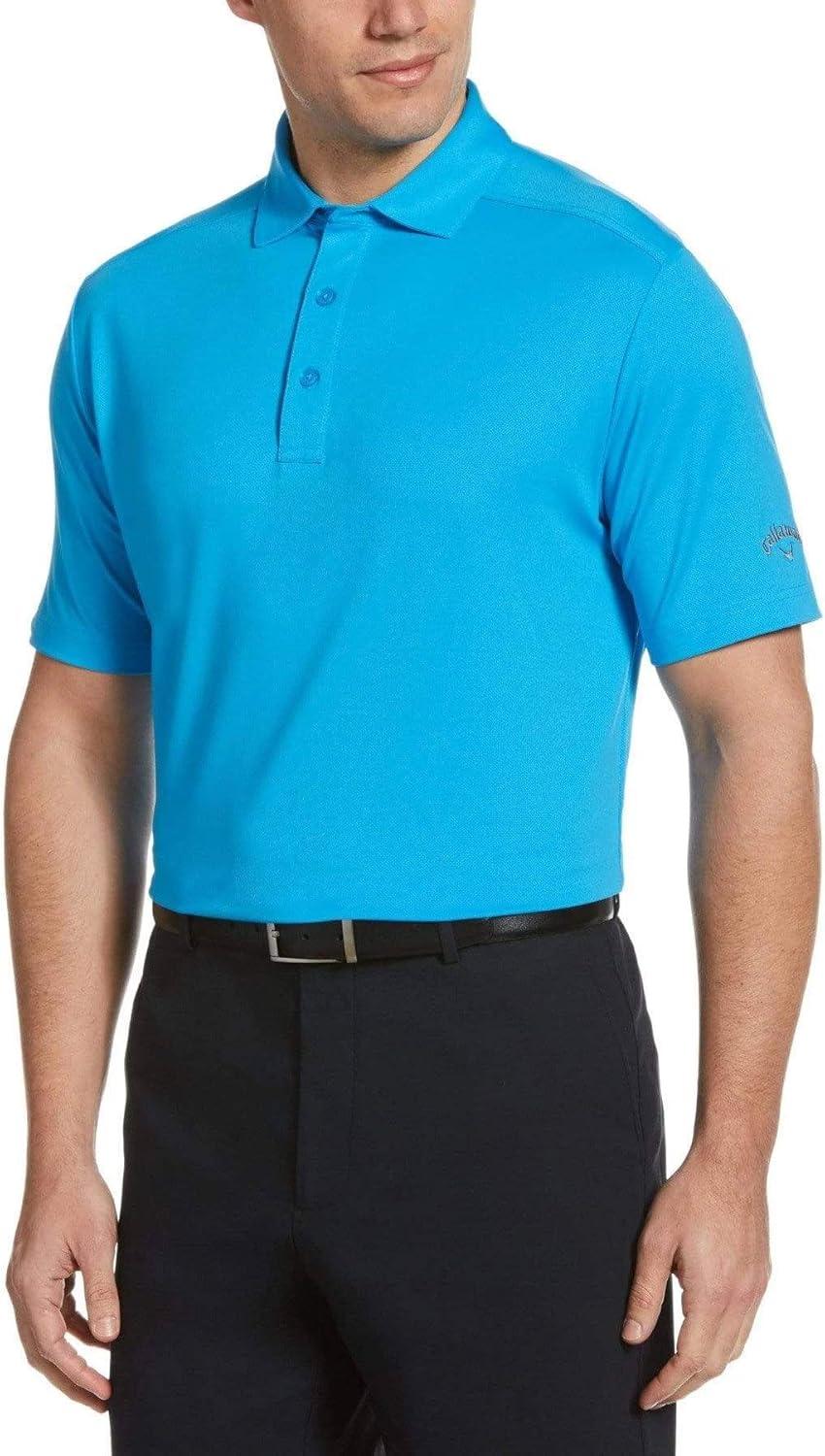 imageCallaway Mens Micro Hex Golf Performance Polo Shirt with Sun Protection Solid Stretch FabricMarina