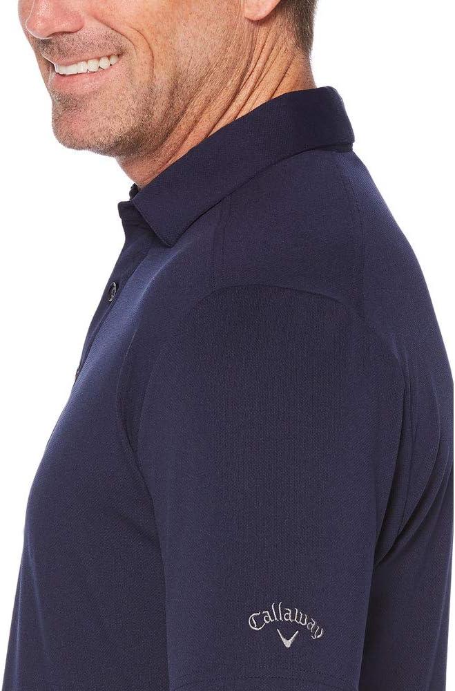 imageCallaway Mens Micro Hex Golf Performance Polo Shirt with Sun Protection Solid Stretch FabricPeacoat