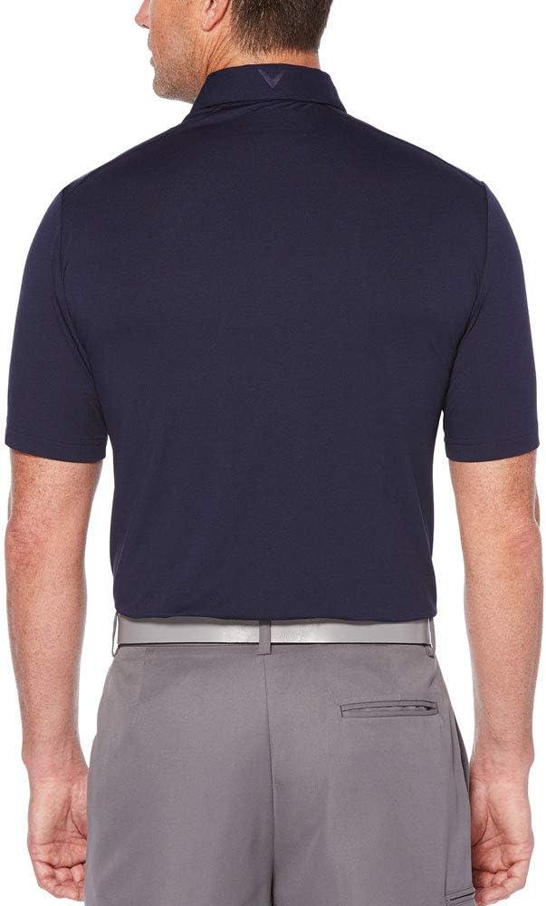 imageCallaway Mens Micro Hex Golf Performance Polo Shirt with Sun Protection Solid Stretch FabricPeacoat