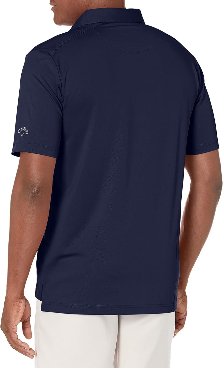 imageCallaway Mens Micro Hex Golf Performance Polo Shirt with Sun Protection Solid Stretch FabricPeacoat