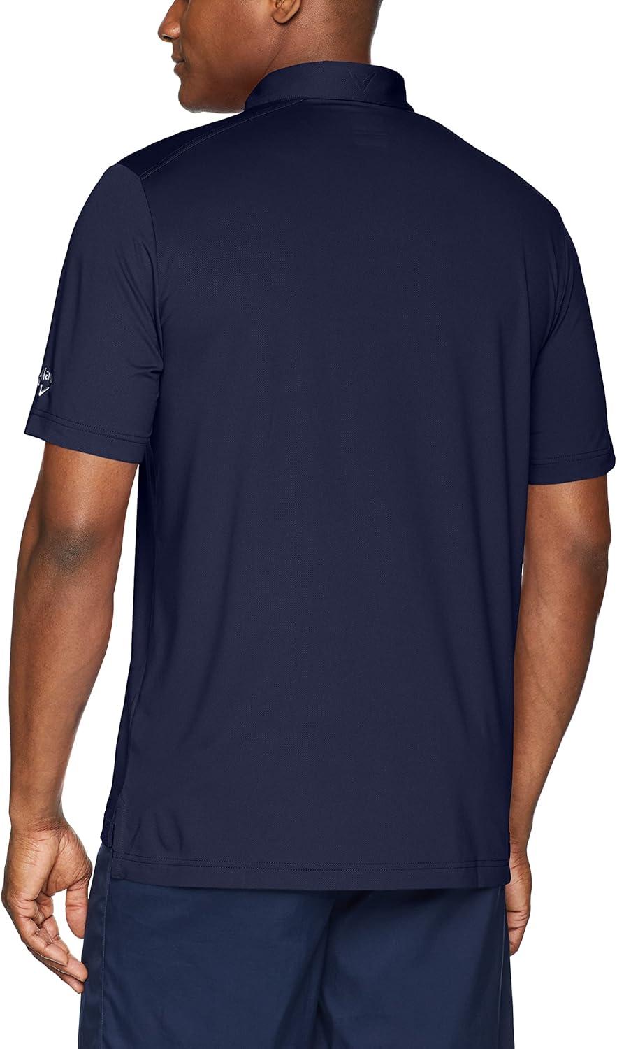 imageCallaway Mens Micro Hex Golf Performance Polo Shirt with Sun Protection Solid Stretch FabricPeacoat