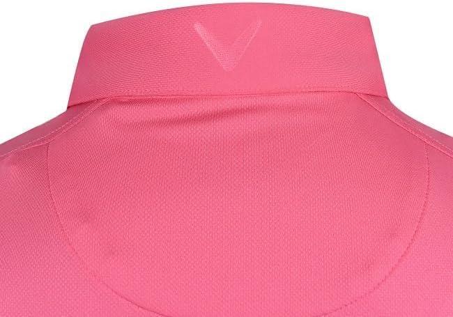imageCallaway Mens Micro Hex Golf Performance Polo Shirt with Sun Protection Solid Stretch FabricPink