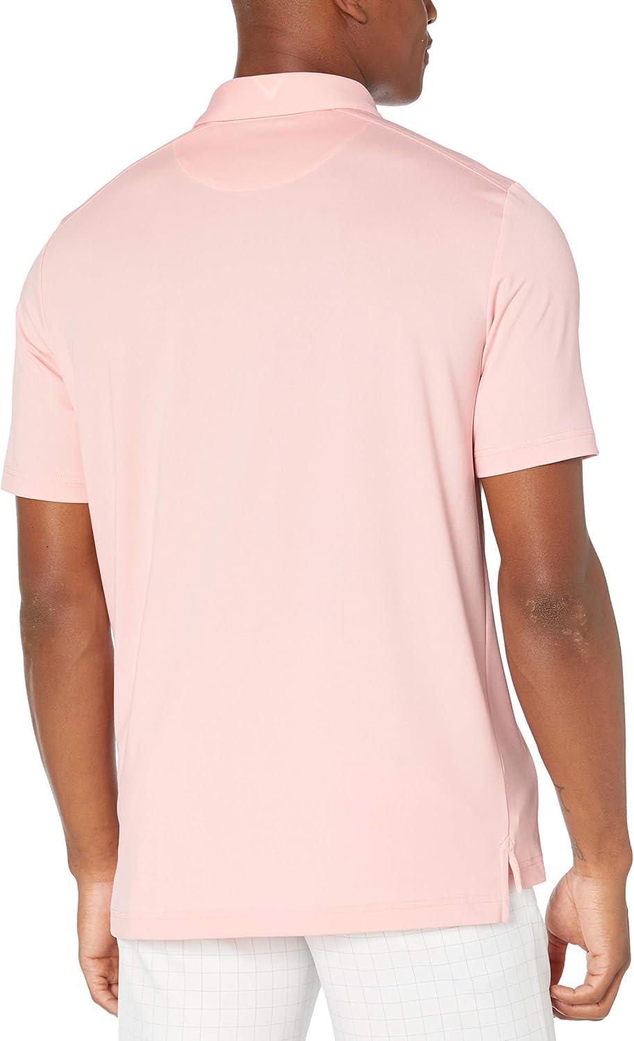 imageCallaway Mens Micro Hex Golf Performance Polo Shirt with Sun Protection Solid Stretch FabricPowder Pink