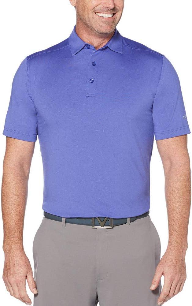 imageCallaway Mens Micro Hex Golf Performance Polo Shirt with Sun Protection Solid Stretch FabricPurple Iris