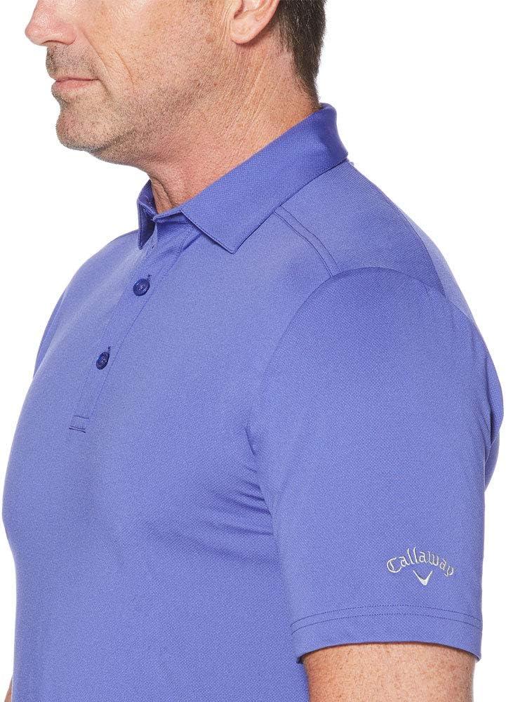 imageCallaway Mens Micro Hex Golf Performance Polo Shirt with Sun Protection Solid Stretch FabricPurple Iris