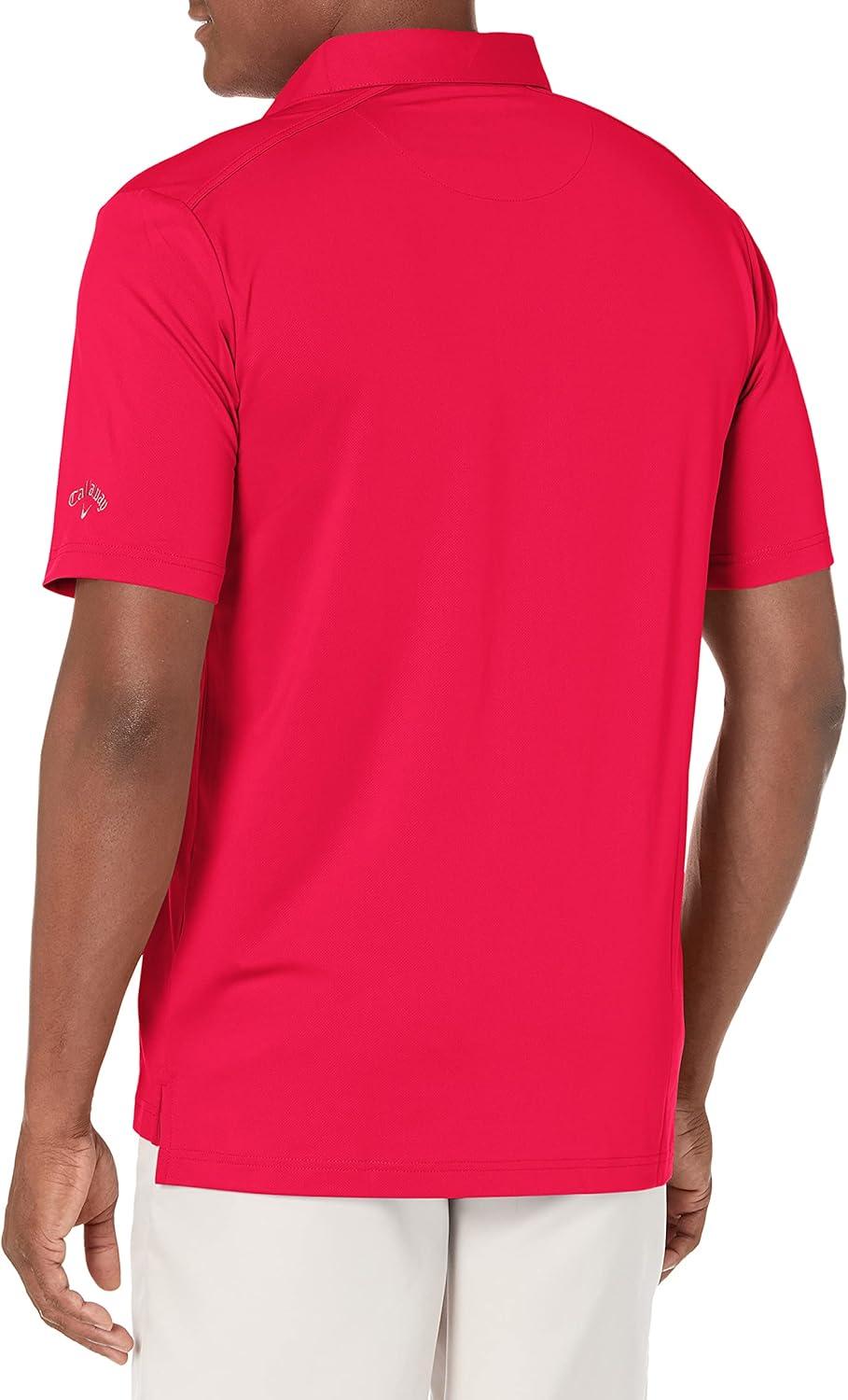 imageCallaway Mens Micro Hex Golf Performance Polo Shirt with Sun Protection Solid Stretch FabricTango Red
