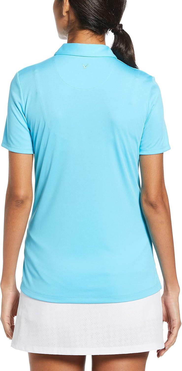 imageCallaway Womens Tournament Short Sleeve Golf Polo Shirt Added Stretch MoistureWicking Sun ProtectionBlue Atoll