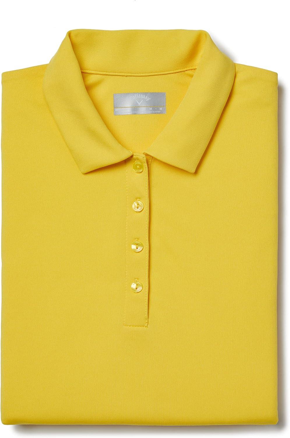 imageCallaway Womens Tournament Short Sleeve Golf Polo Shirt Added Stretch MoistureWicking Sun ProtectionLemon Zest