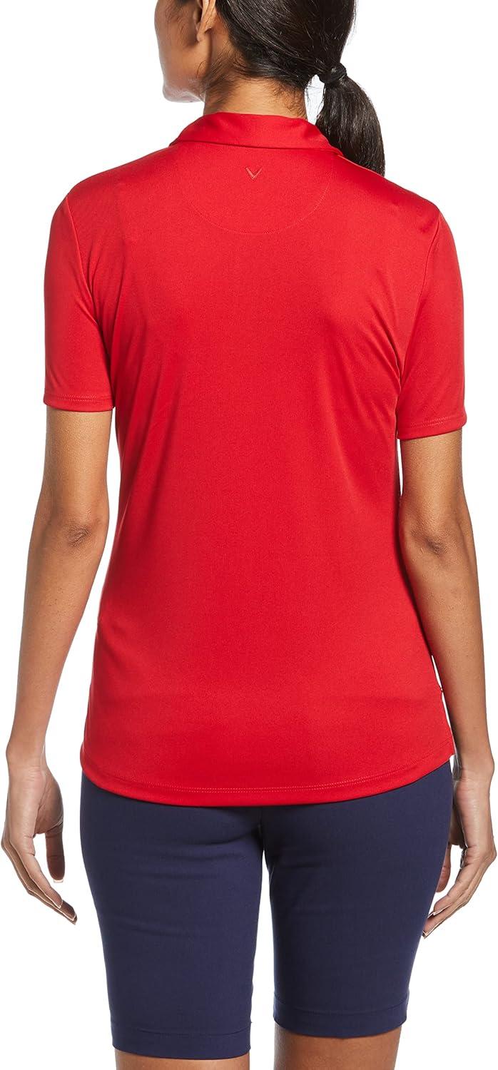 imageCallaway Womens Tournament Short Sleeve Golf Polo Shirt Added Stretch MoistureWicking Sun ProtectionTango Red