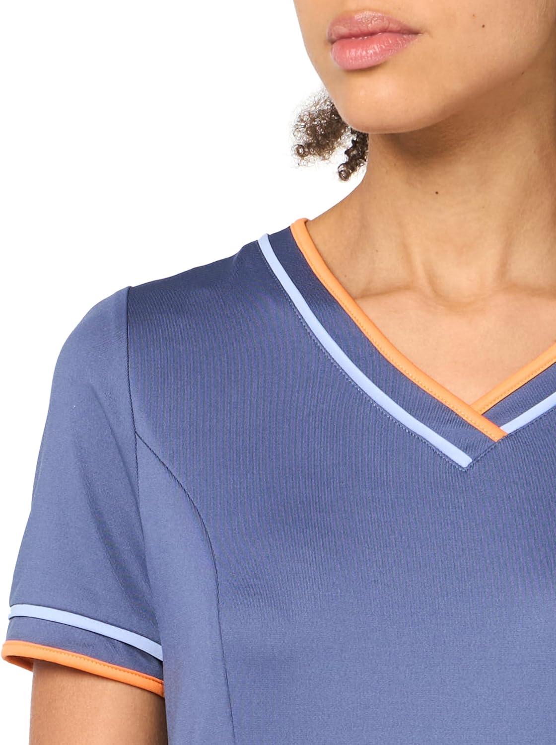 imageCallaway Womens VNeck Colorblock Short Sleeve Golf Dress with Truesculpt Stretch Fabric MoistureWicking Sun ProtectionBlue Indigo