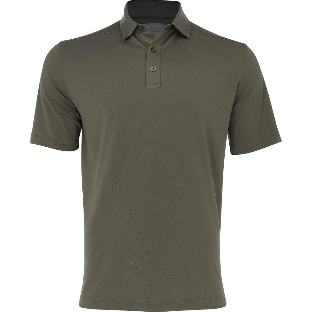 imageCallaway Mens Micro Hex Golf Performance Polo Shirt with Sun Protection Solid Stretch FabricBlack Lichen
