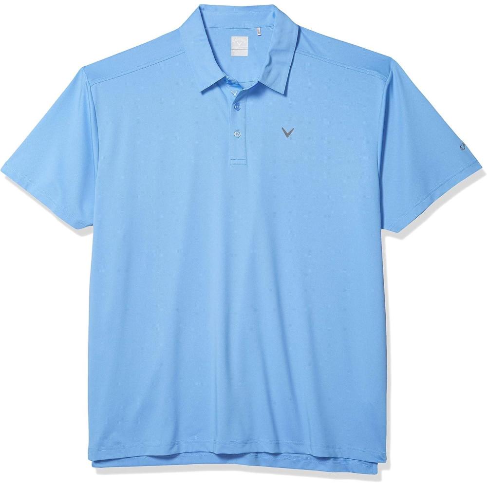 imageCallaway Mens Micro Hex Golf Performance Polo Shirt with Sun Protection Solid Stretch FabricCornflower Blue
