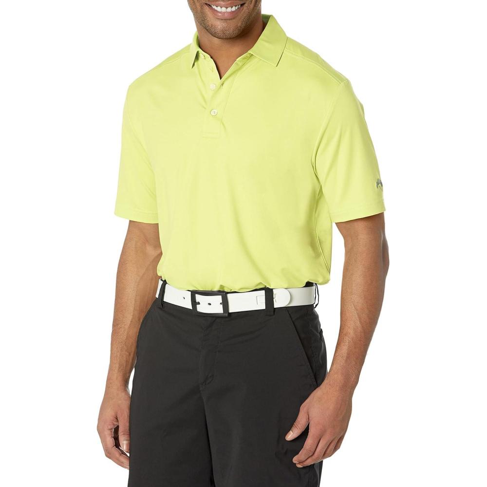 imageCallaway Mens Micro Hex Golf Performance Polo Shirt with Sun Protection Solid Stretch FabricDaiquiri Green