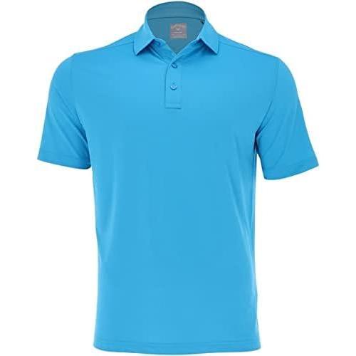 imageCallaway Mens Micro Hex Golf Performance Polo Shirt with Sun Protection Solid Stretch FabricHawaiian Ocean
