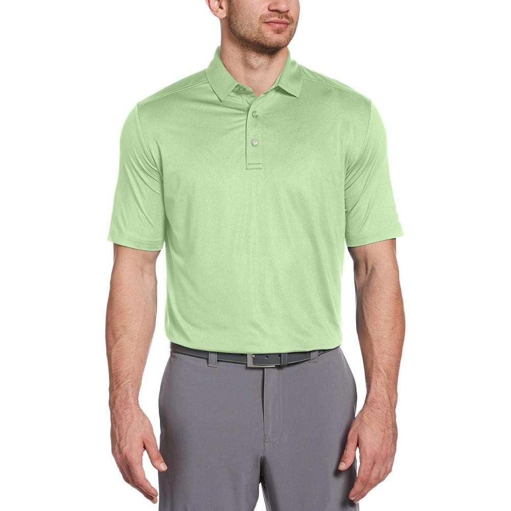 imageCallaway Mens Micro Hex Golf Performance Polo Shirt with Sun Protection Solid Stretch FabricJasmine Green