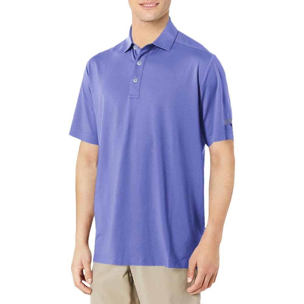 imageCallaway Mens Micro Hex Golf Performance Polo Shirt with Sun Protection Solid Stretch FabricPurple Iris