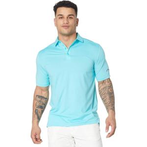 imageCallaway Mens Micro Hex Golf Performance Polo Shirt with Sun Protection Solid Stretch FabricBlue Curacao