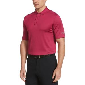 imageCallaway Mens Micro Hex Golf Performance Polo Shirt with Sun Protection Solid Stretch FabricBoudoir Red