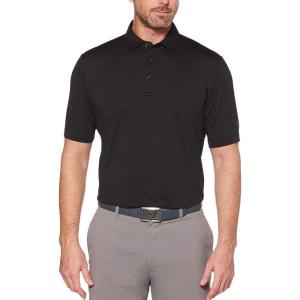imageCallaway Mens Micro Hex Golf Performance Polo Shirt with Sun Protection Solid Stretch FabricCaviar