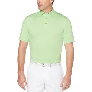 imageCallaway Mens Micro Hex Golf Performance Polo Shirt with Sun Protection Solid Stretch FabricJade Lime
