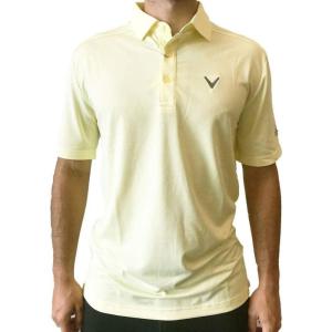 imageCallaway Mens Micro Hex Golf Performance Polo Shirt with Sun Protection Solid Stretch FabricLemonade