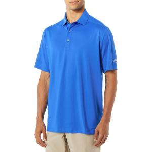 imageCallaway Mens Micro Hex Golf Performance Polo Shirt with Sun Protection Solid Stretch FabricMagnetic Blue