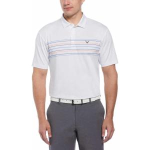 imageCallaway Mens Short Sleeve Core Performance Stretch Golf Polo Sun Protection MoistureWicking Available in Big ampamp TallBlueGrayCoral Chest Stripe White