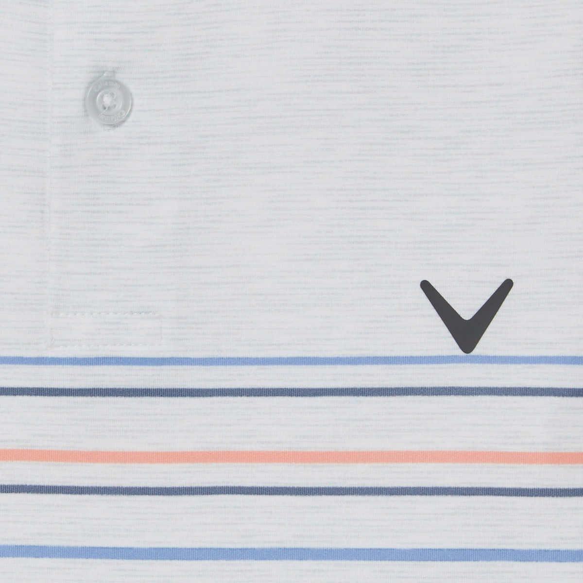imageCallaway Mens Short Sleeve Core Performance Golf Polo Shirt with Sun ProtectionBlueGrayCoral Chest Stripe White