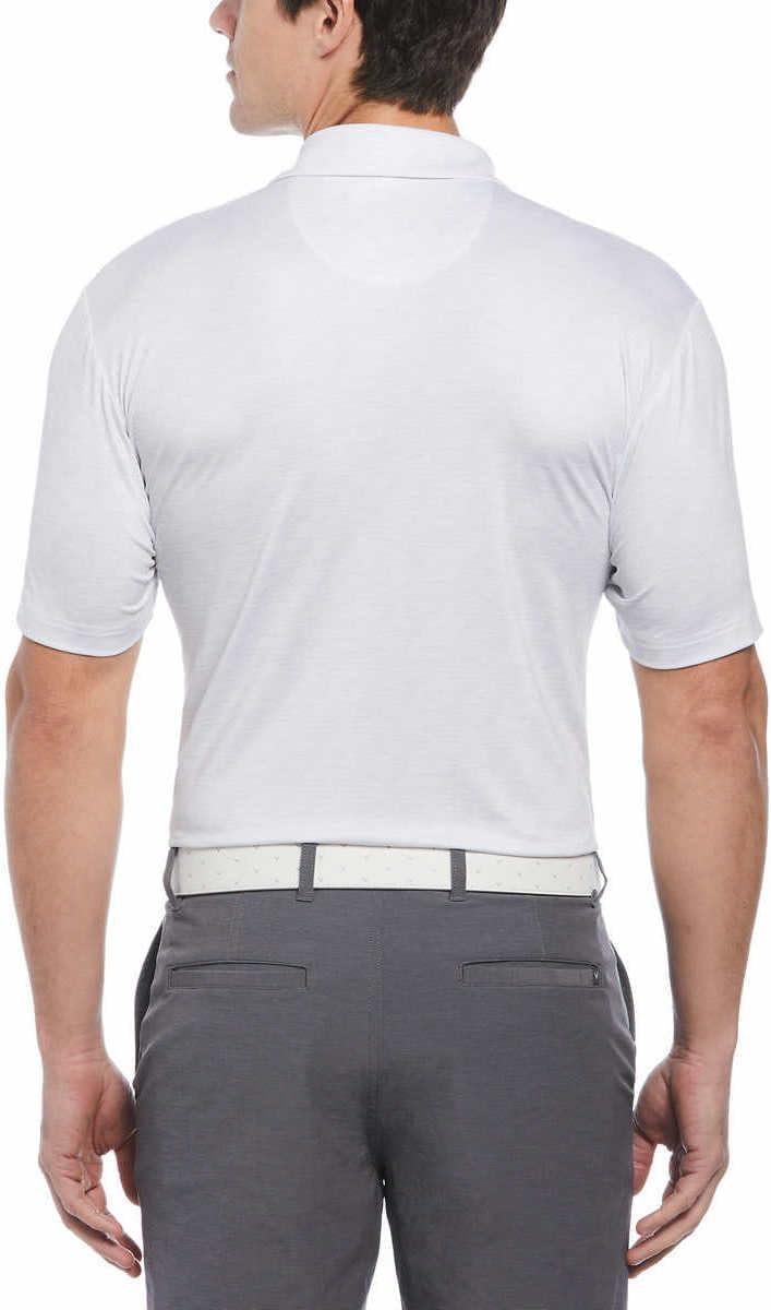 imageCallaway Mens Short Sleeve Core Performance Golf Polo Shirt with Sun ProtectionBlueGrayCoral Chest Stripe White