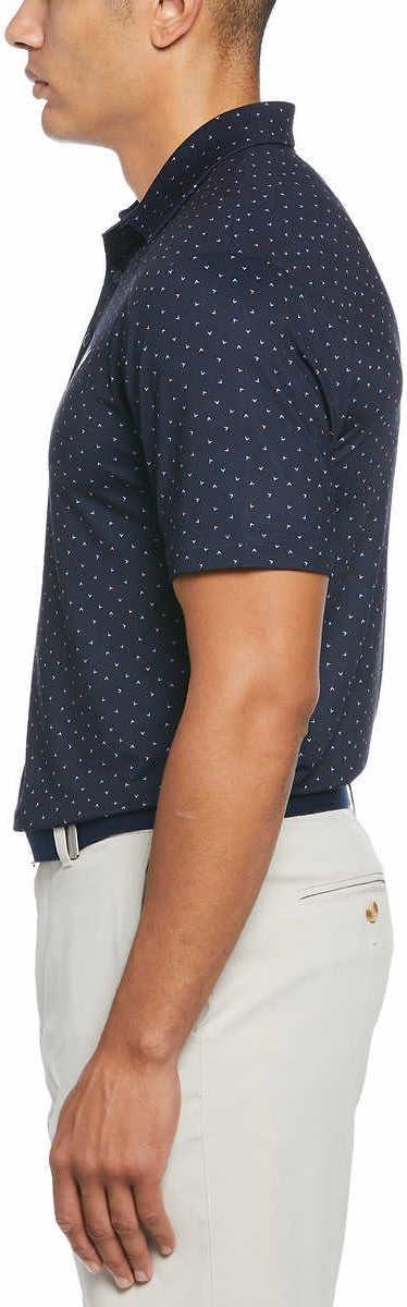 imageCallaway Mens Short Sleeve Core Performance Golf Polo Shirt with Sun ProtectionDark Blue Allover Logo Print