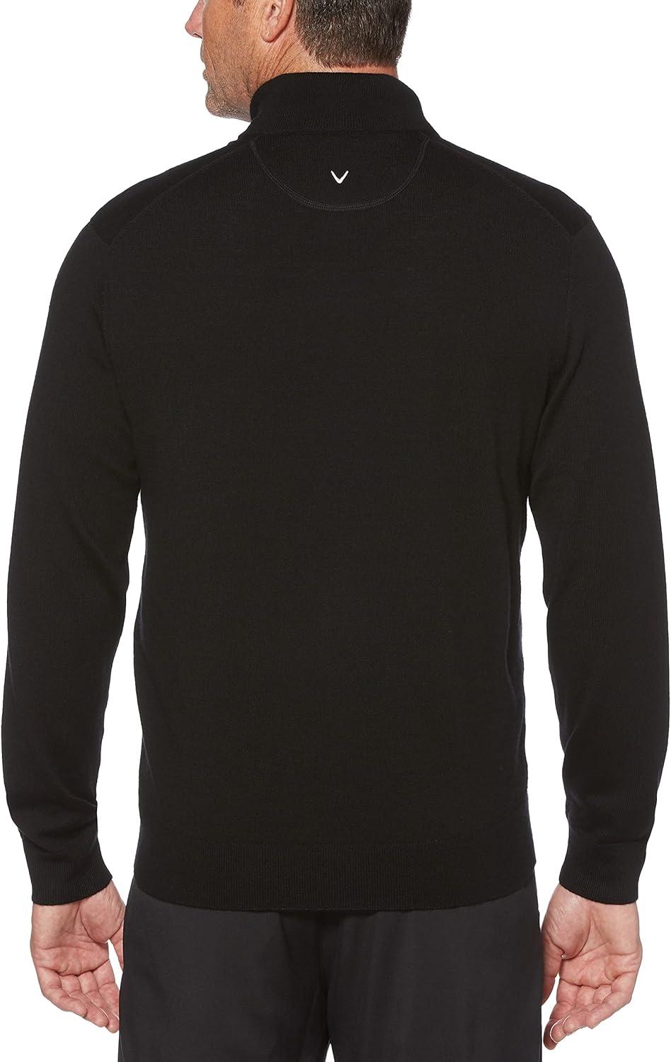 imageCallaway Weather Series Mens 14 Zip Golf Sweater with Mock Collar Thermal Merino Wool Breathable Soft FabricBlack Onyx