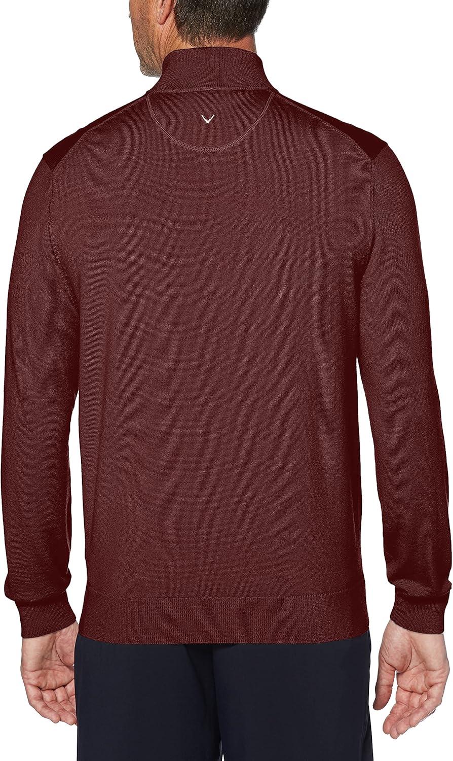 imageCallaway Weather Series Mens 14 Zip Golf Sweater with Mock Collar Thermal Merino Wool Breathable Soft FabricFig