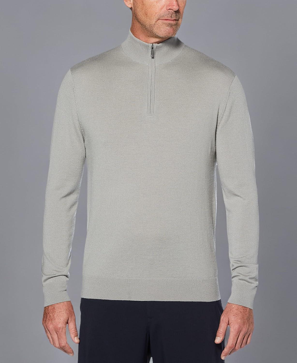 imageCallaway Weather Series Mens 14 Zip Golf Sweater with Mock Collar Thermal Merino Wool Breathable Soft FabricGriffin