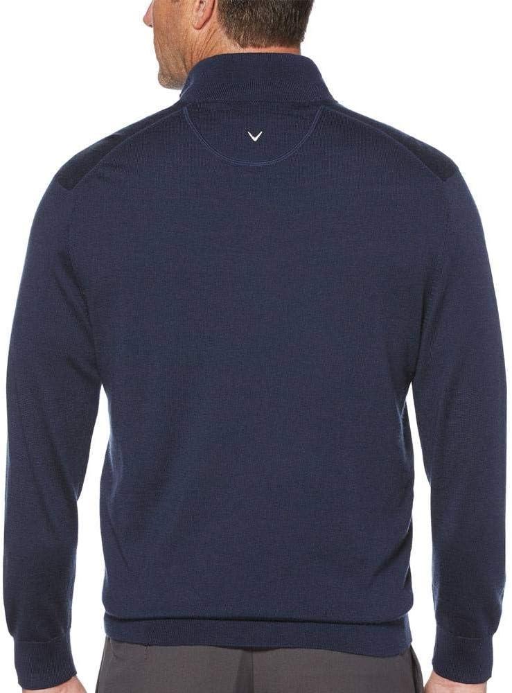 imageCallaway Weather Series Mens 14 Zip Golf Sweater with Mock Collar Thermal Merino Wool Breathable Soft FabricPeacoat Navy